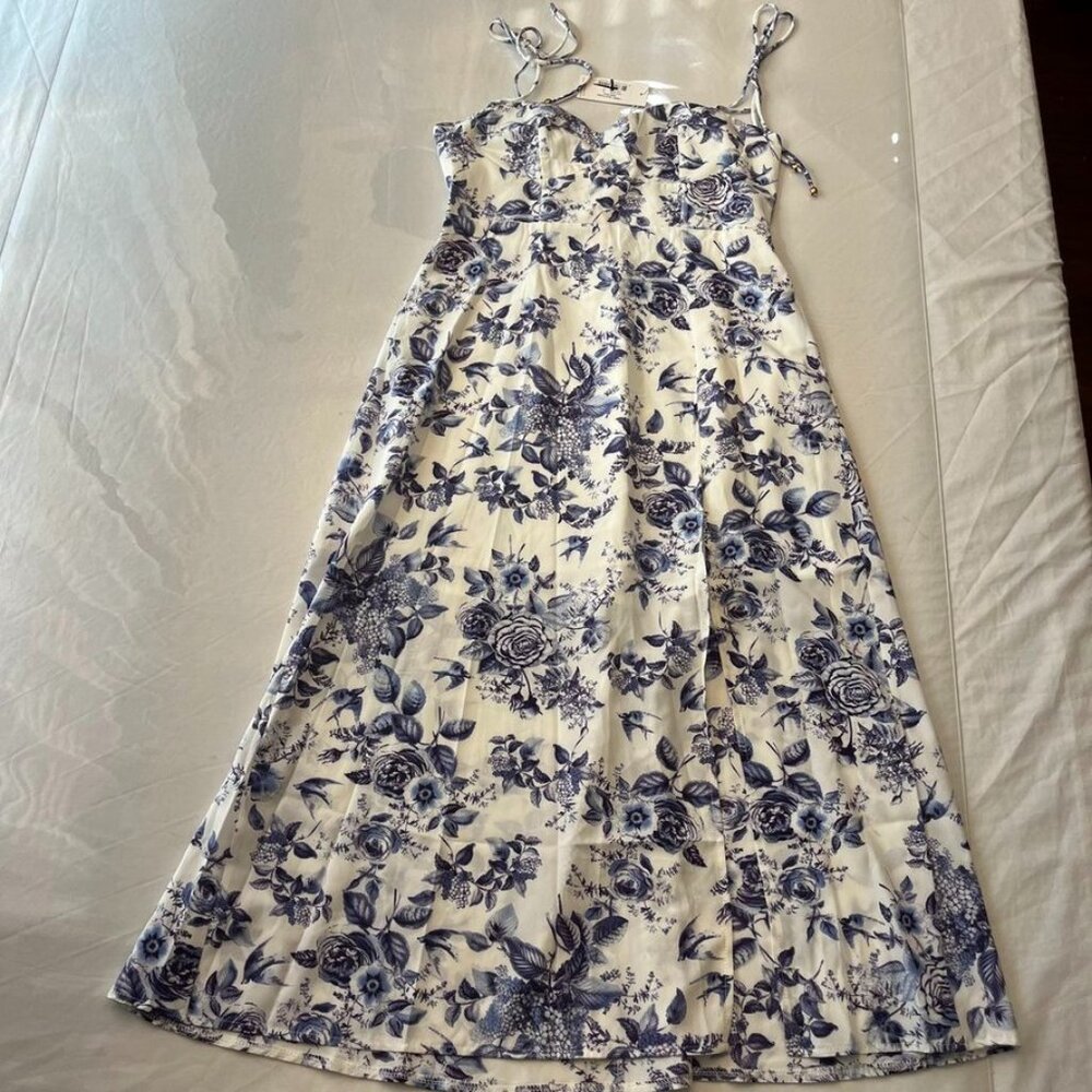 Petal & Pup Azelia Floral Tie Strap Midi Dress Blue Floral - Picture 2 of 16